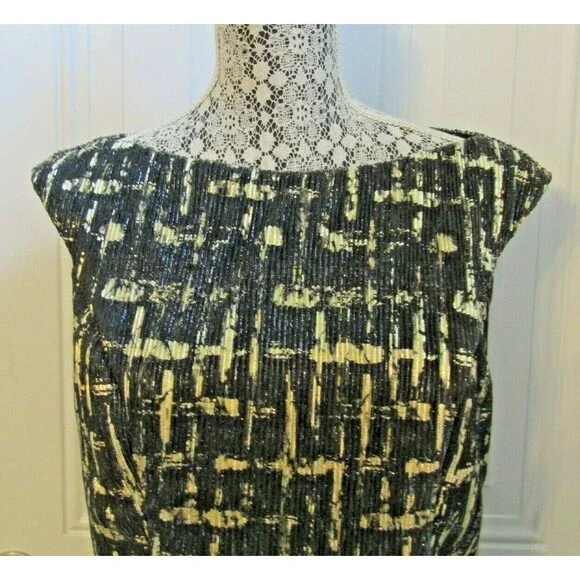 Ieena Mac Duggal Dress NWT Black Gold Metallic Sleeveless Cocktail Midi $380 12